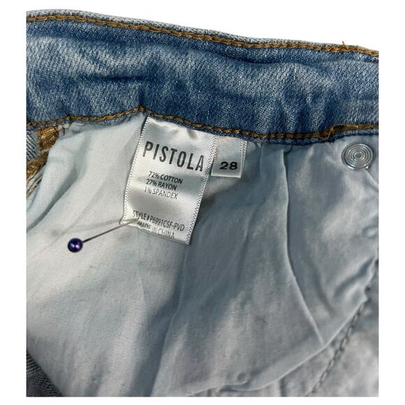 Pistola Jeans Womens 28 Blue Monroe Mid Rise Crop Cigarette Light Wash Straight - Picture 11 of 14